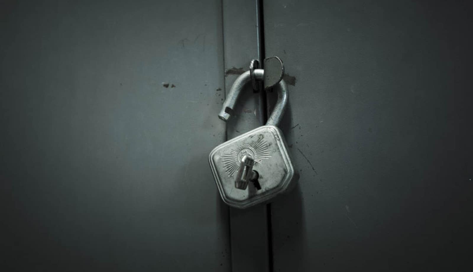 Padlock on a metal cupboard in The Lab at Grønningen
